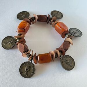 Beaded Coin Charm Bracelet
